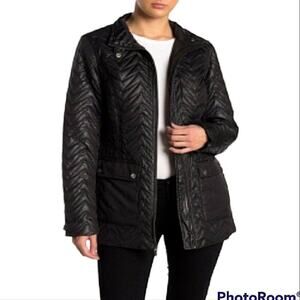Via Spiga Zig Zag Quilted Cargo Puffer Jacket
